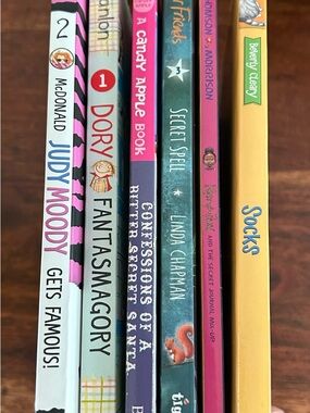Set of 6 assorted books for girls summer beach reading.
